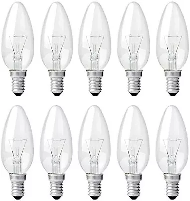 10 X Edison 60w E14 Screw Candle Bulbs With Clear Glass • £9.99