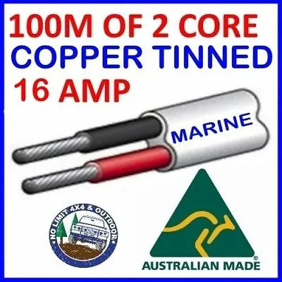 $134.99 • Buy 100m Of 2 Core 3mm Wire Marine Tinned Copper Trailer Cable Boat 12v Twin Metres
