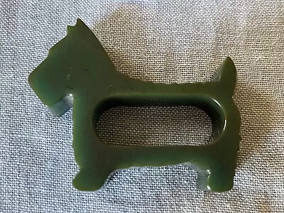 Vintage Scotty Dog Carved Green Bakelite Napkin Ring Holder • $29.99