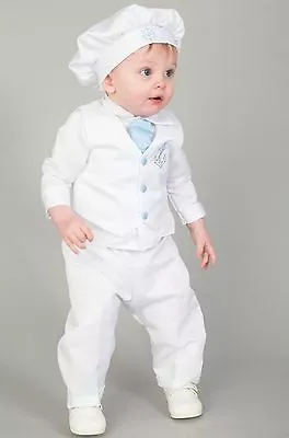  Baby Boys Christening Outfit / Christening Suit 4pc Sailor Suit Light Blue • £29.99