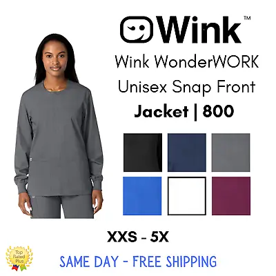 Wink WonderWORK Unisex Snap Front Scrub Jacket | 800 • $24.98