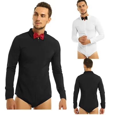 Mens Long Sleeve Modern Latin Ballroom Shirt Dance Shirt Zipper One-piece Romper • £24.99