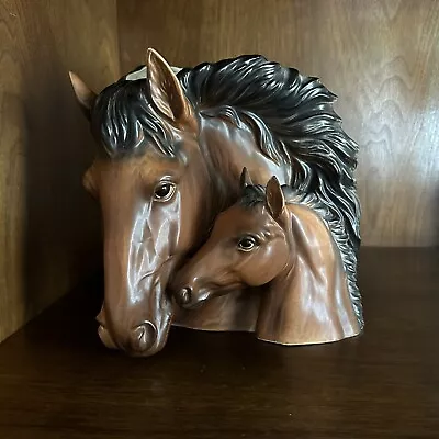 VTG NAPCOWARE 8” Double Horse Head Planter Mare & Foal Figural Vase 9656 - Japan • $32