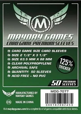 Mayday Premium 50 Clear Standard Card Sleeves 63.5 X 88mm - Brand New & Sealed • £4.65