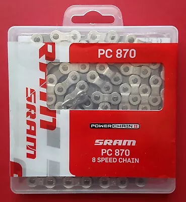 SRAM Pc-870 8 Speed Chain Silver With Powerlink - 48.2723.114.005 New Unopened • $15