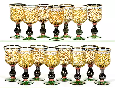 Retired Mackenzie-Childs 5-3/4” Goblet Hand Painted Dots & Tulips Set Of 1 • $68