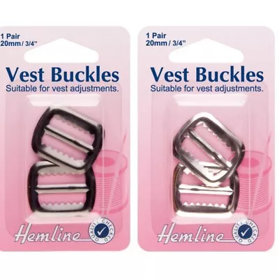 Hemline 2 X 20mm Vest Waistcoat Slide Buckle Fastening Strap • £3.05