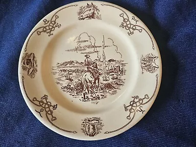 Shenango China WESTERN ROUND UP Cowboy Horse Campfire 5.5 In  Plate INCAWARE • $33.30