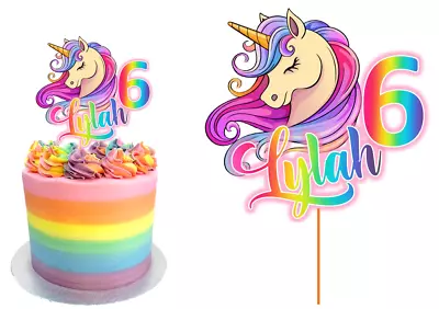 Unicorn Cake Topper Personalised  Glossy Cardstock Decoration • $14.80