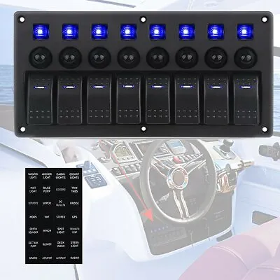 $40.99 • Buy 8 Gang Switch Panel LED Rocker Circuit Breaker Toggle For RV Boat Marine 12V
