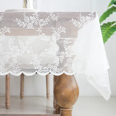 $9.11 • Buy Lace Tablecloth Rectangle Floral Table Cover Cloth Protector Wedding Party Decor