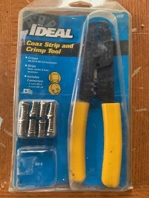 IDEAL 30-433F Coax F Connector Cut Strip Crimp Kit IDEAL Crimper Wire Stripper • $6.99