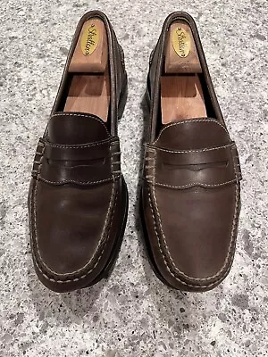 Men's Polo Ralph Lauren Brown Leather Slip On Penny Loafers Drivers Shoes 7.5D • $9.99