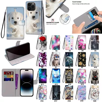 For IPhone 15 Pro Max 14 Plus 13 12 Luxury Leather Wallet Card Holder Phone Case • $10.94