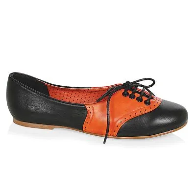Black Orange Halloween Ballet Flats 1940s 50s Vintage Pinup Girl Saddle Shoes • £54.91