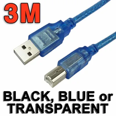 $5.95 • Buy 3M USB 2.0 Type A Male To B Printer Cable For HP Canon Dell Brother Epson Xerox