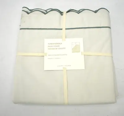 $25.99 • Buy Zara Home Duvet Cover W Piping Green Single Standard Size Bedding Cotton