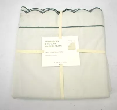 Zara Home Duvet Cover W Piping Green Single Standard Size Bedding Cotton • $25.99