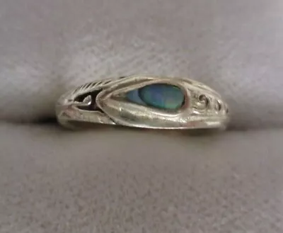 Blue/Green Abalone Shell 925 Sterling Silver Ring • $10