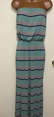 S-Twelve Women’s Stretch Striped Green & Blue Maxi Dress Size Small Made USA • $17.49