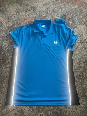 AT&T CWA Men Sky Blue Casual Long Sleeve Polo Shirt XL Image Authority • $15