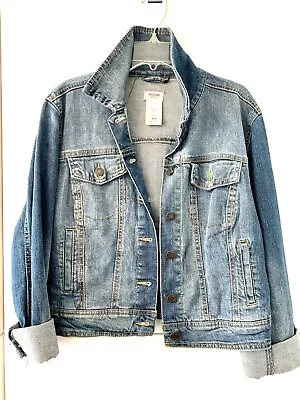 Mossimo Denim Jacket Women's Casual Blue Cropped Long Sleeve Size Small S • $14.95