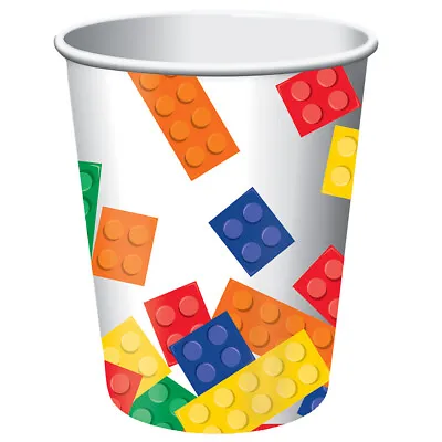 Building Block Bricks Party Supplies Cups 8 Pack Boy Girl Birthday Tableware • $4.50