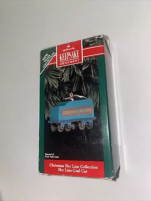 Metal Vintage Hallmark Keepsake Christmas SKY LINE COAL CAR Ornament Train 1992 • $5