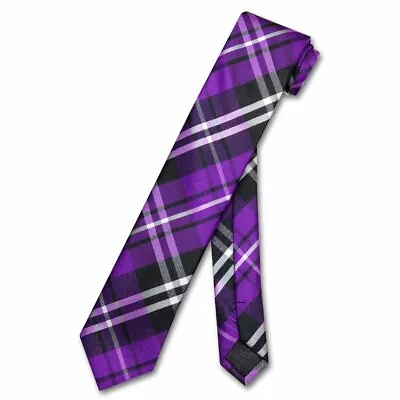 Vesuvio Napoli Narrow NeckTie PLAID Striped Design Men's 2.5  Skinny Neck Tie • $8.95