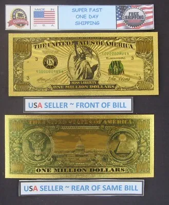Million Dollar Sunrays Miss Liberty Gold Plated Foil Bill Sharp Bill! FREE SHIP! • $2.88