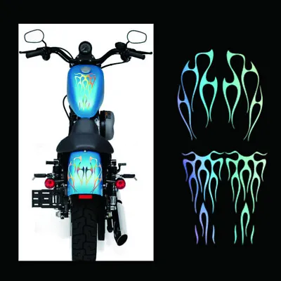 Motorcycle Sticker Gas Tank & Fender Vinyl Decals Laser Colorful Flame Decor • $13.40