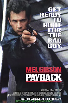 PAYBACK MOVIE POSTER Original 27x40 MINT ! MEL GIBSON + DIE HARD II BUTTON !! • $5.15