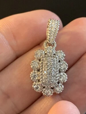 $74.99 • Buy Judith Ripka Sterling Silver CZ Studded Clip On Enhancer Pendant 