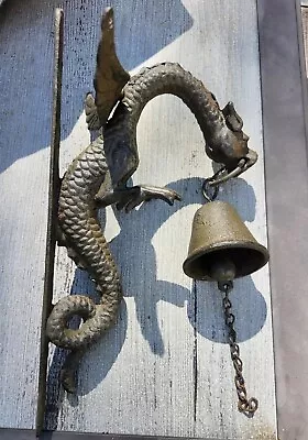 Cast Iron Dragon Doorbell Gothic Sculpture Decor Wall Hanging Dinner Bell Gate • $40