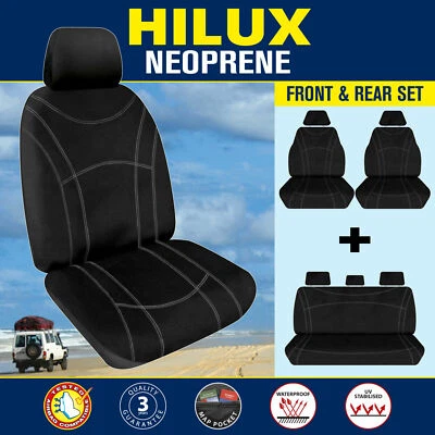 $247.20 • Buy For Toyota Hilux Dual Cab 2015-On Custom Neoprene FRONT & REAR Set Seat Covers