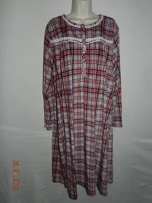 SECRET TREASURES Woman's Plaid Cozy Micro Fleece Nightgown Size 2X Red Black  • $24.99