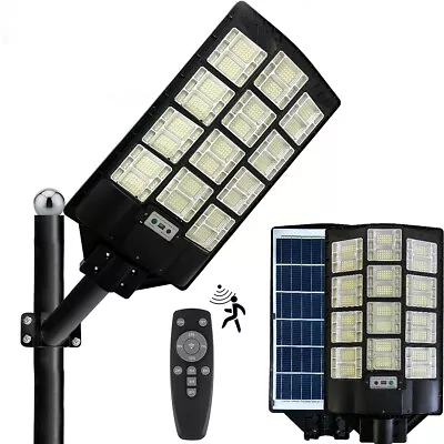 1.5KW Commercial Solar Street Flood Light Outdoor Dusk To Dawn Road Lamp +Pole • $69.90