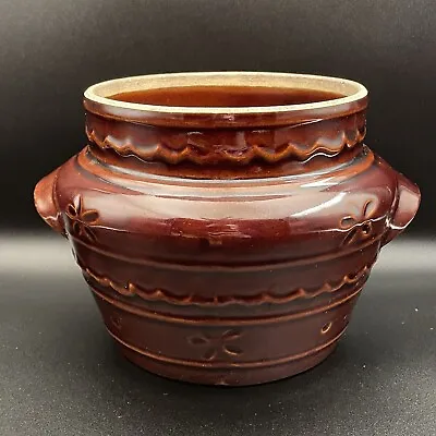 Vintage Marcrest Stoneware Oven Proof Bean Pot Without Lid Dark Brown Daisy Dot • $24.99