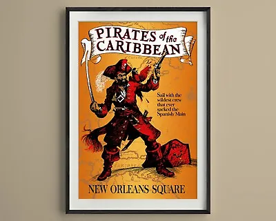 Pirates Of The Caribbean Disneyland Print Vintage Disney Poster Art • $12