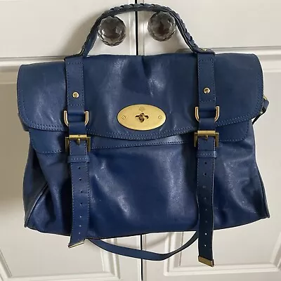 Mulberry Alexa Blue Leather Handbag With Shoulder Strap • £75
