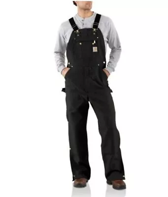 Carhartt Men's Loose Fit Firm Duck Bib Overall - Black Size 30×32  OR0037-M NEW • $58.50