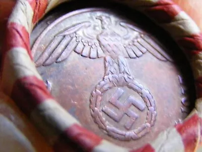 Wheat Penny Roll Nazi Coin & 1935 S SILVER DIME Showing On Ends • $9