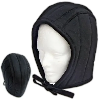 Medieval Renaissance Middle Ages Cotton Padded Battle Coif Arming Cap Hat- Black • $19.99