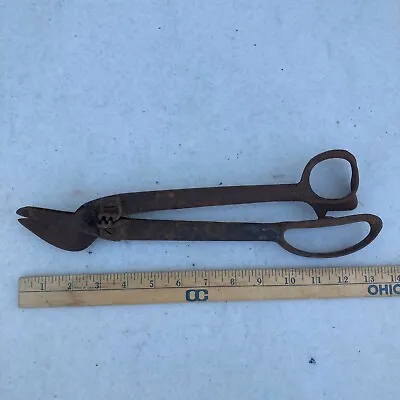 Antique Vintage Tin Snips Shears Cutting Tool Drop Forged Steel Blades 13 In • $27