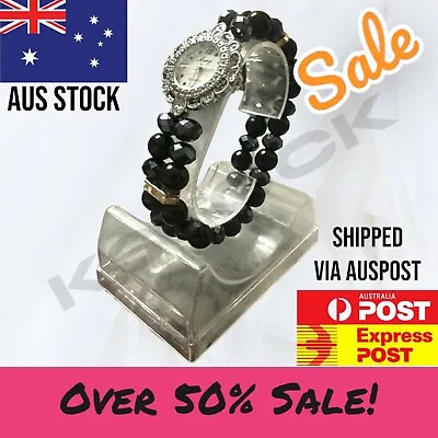 Obsidian Black Stone Band Women Quartz Watch Bracelet For Ladies • $19.99