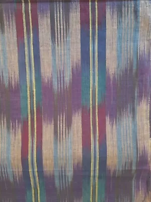 Woven Ikat 100% Cotton Fabric Purples/Blues/Grey Dressmaking Quality 5.3 X 1.17m • £9.95