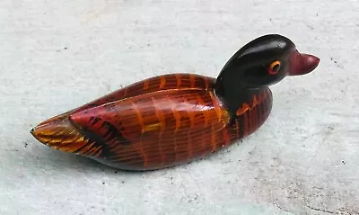 Home Decor Vintage Timber Wood Animal Duck Black Lacquer Figurine Miniature  • $18.99