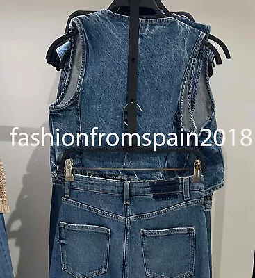 Zara New Woman Z1975 Denim Cropped Waistcoat Vest Faded Mid-blue Xs-xl 8228/033 • $44.98