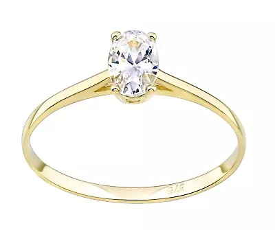 £56.95 • Buy 9ct Gold 0.50ct Oval Solitaire Engagement Ring Size J To S - Simulated Diamond