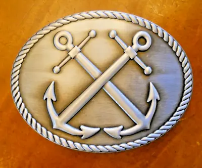 Crossed Anchor Belt Buckle 3  Silver Finish (new In Package) • $11.98